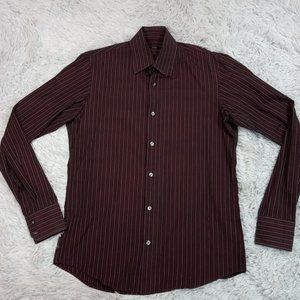 Hugo Boss Mens Shirt Button Up Multicolor 15  Striped Preppy Business 34 35‎